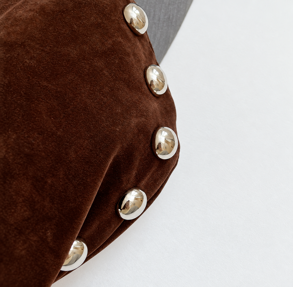 Suede Studded Hobo Shoulder Bag