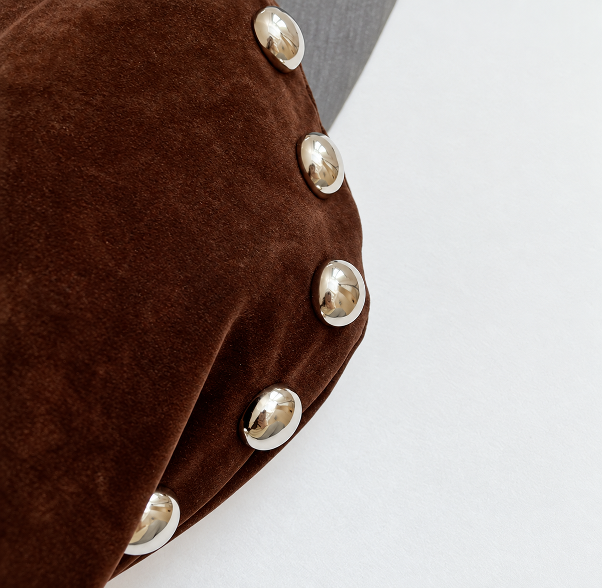 Suede Studded Hobo Shoulder Bag