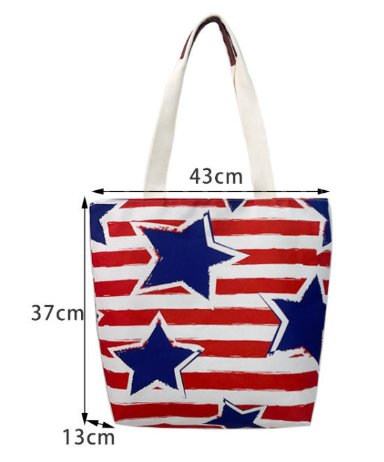 Patriotic Canvas Flag Spliced Shoulder Bag