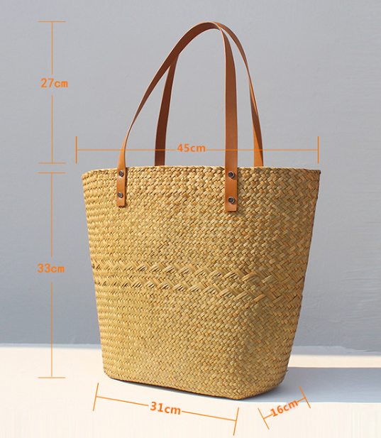 Handwoven Straw Large Capacity Beach Shopping Bag