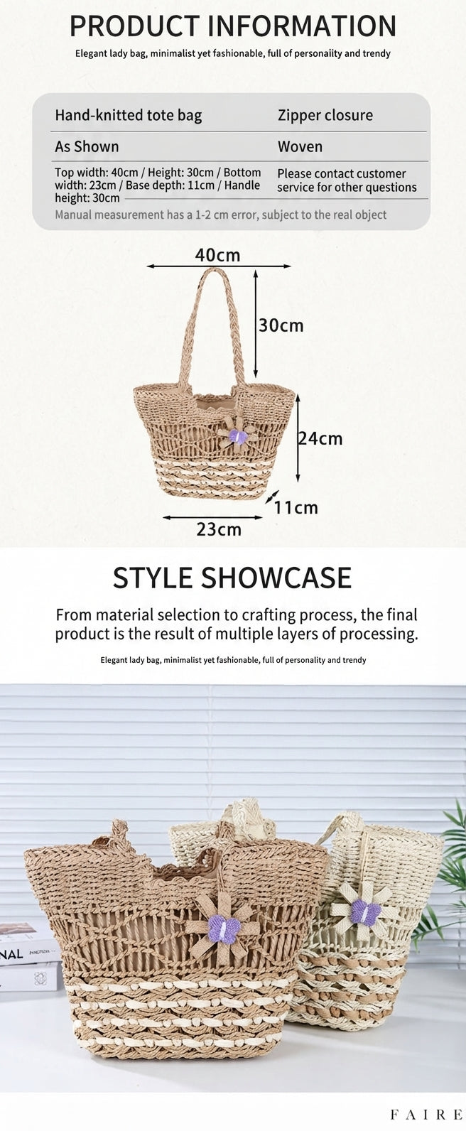 Boho Floral Handwoven Crochet Tote Bag