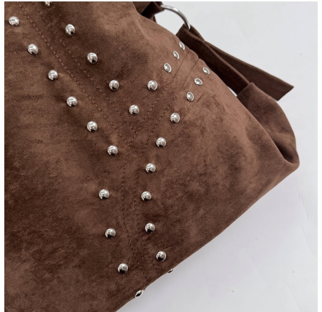 Vintage Studded Slouchy Shoulder Bag