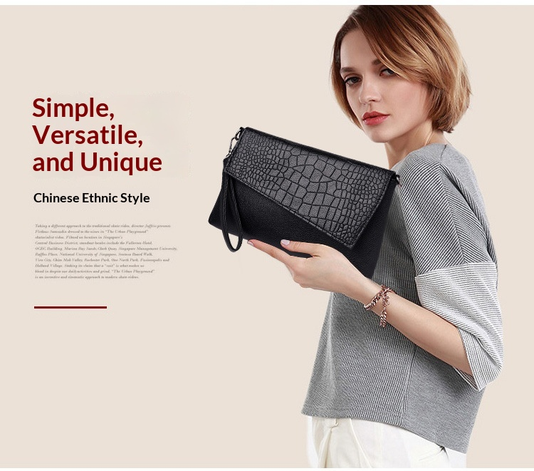 Vegan Leather Envelope Crossbody Clutch Shoulder Bag