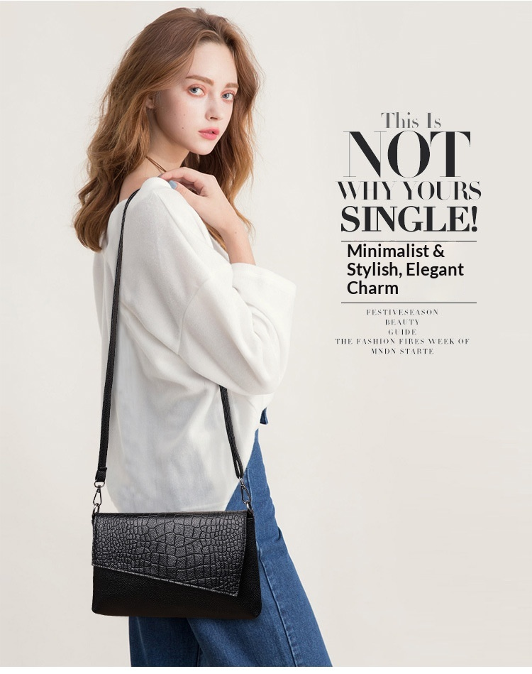 Vegan Leather Envelope Crossbody Clutch Shoulder Bag