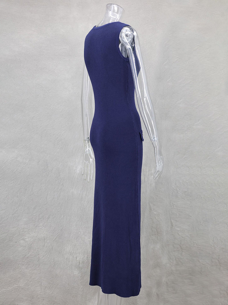 Button-Up Knit Maxi Dress