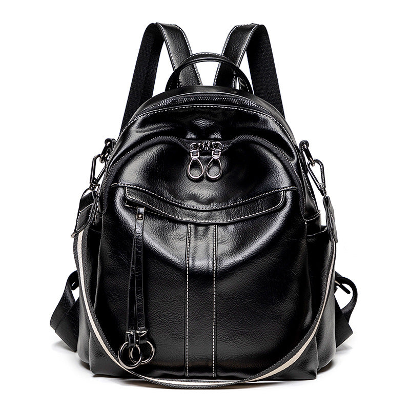 Anti-Theft Backpack For Women 2026 Spring New Easy To Wear Retro Oil Wax Leather Multi-Purpose Backpack Casual Travel Bag Commuting