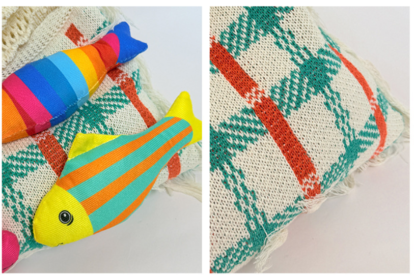 Cozy Crochet Fish Applique Fringe Tassels Shoulder Bag