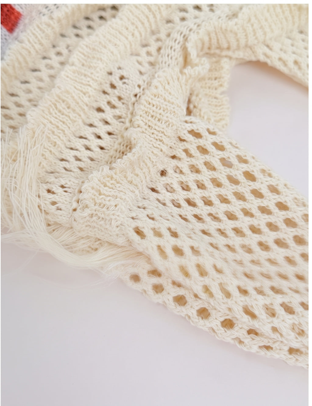 Cozy Crochet Fish Applique Fringe Tassels Shoulder Bag