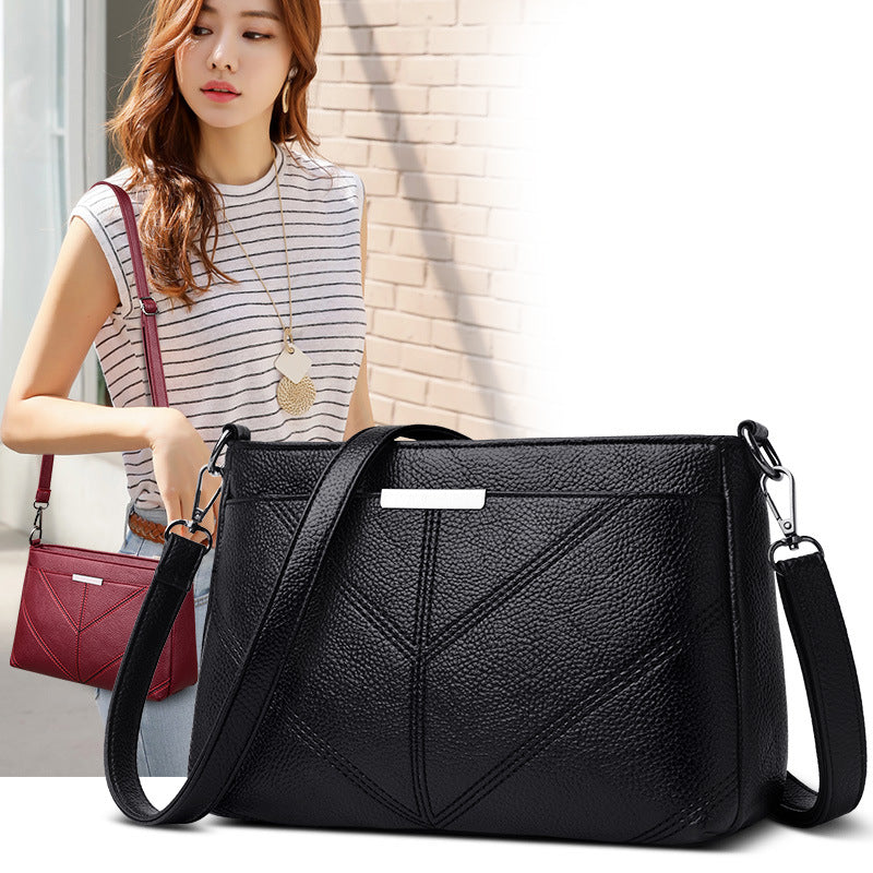 Cross-Border Direct Supply Of Women'S Bags 2026 New Korean Style Trendy Mommy Bag Three-Layer Small Bag Single Shoulder Crossbody Bag Soft Leather Mommy Bag