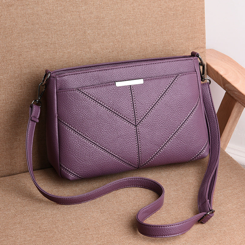 Cross-Border Direct Supply Of Women'S Bags 2026 New Korean Style Trendy Mommy Bag Three-Layer Small Bag Single Shoulder Crossbody Bag Soft Leather Mommy Bag