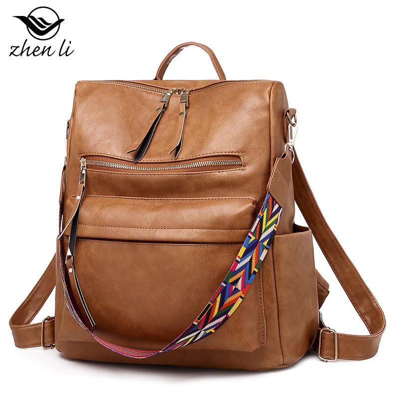 Zhenli Cross-Border Backpack Large Capacity Backpack For Women European And American Retro Women'S Backpack Backpack