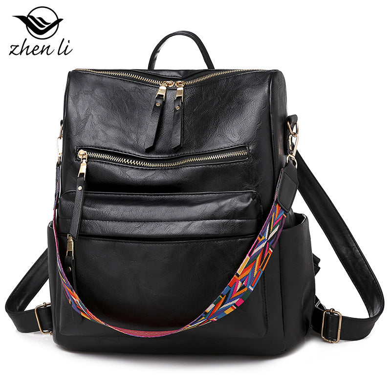 Zhenli Cross-Border Backpack Large Capacity Backpack For Women European And American Retro Women'S Backpack Backpack