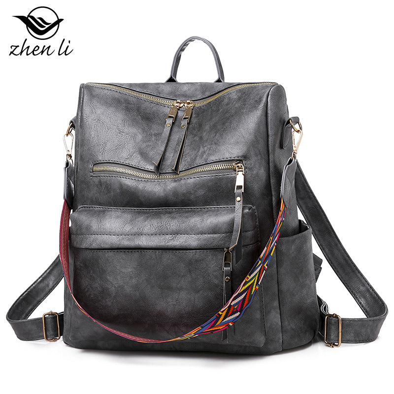 Zhenli Cross-Border Backpack Large Capacity Backpack For Women European And American Retro Women'S Backpack Backpack