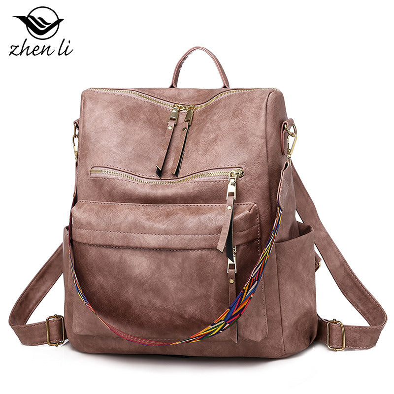 Zhenli Cross-Border Backpack Large Capacity Backpack For Women European And American Retro Women'S Backpack Backpack