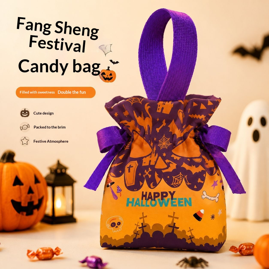 Halloween Pumpkin Drawstring Gift Bag