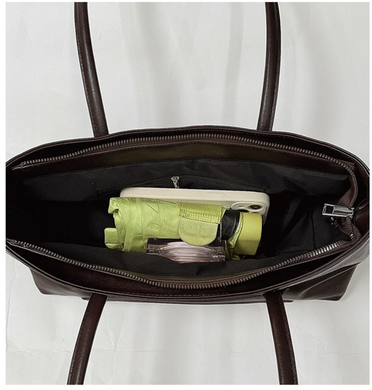Minimalist Soft Touch Structured Tote with Long Shoulder Straps
