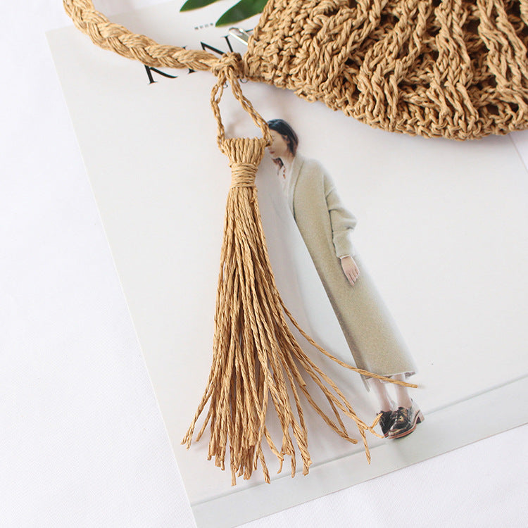 Straw Woven Bag New Product Shoulder Crossbody Women'S Bag Beach Bag Woven Bag Tassel Japanese And Korean Fashion Casual Literary Small Bag