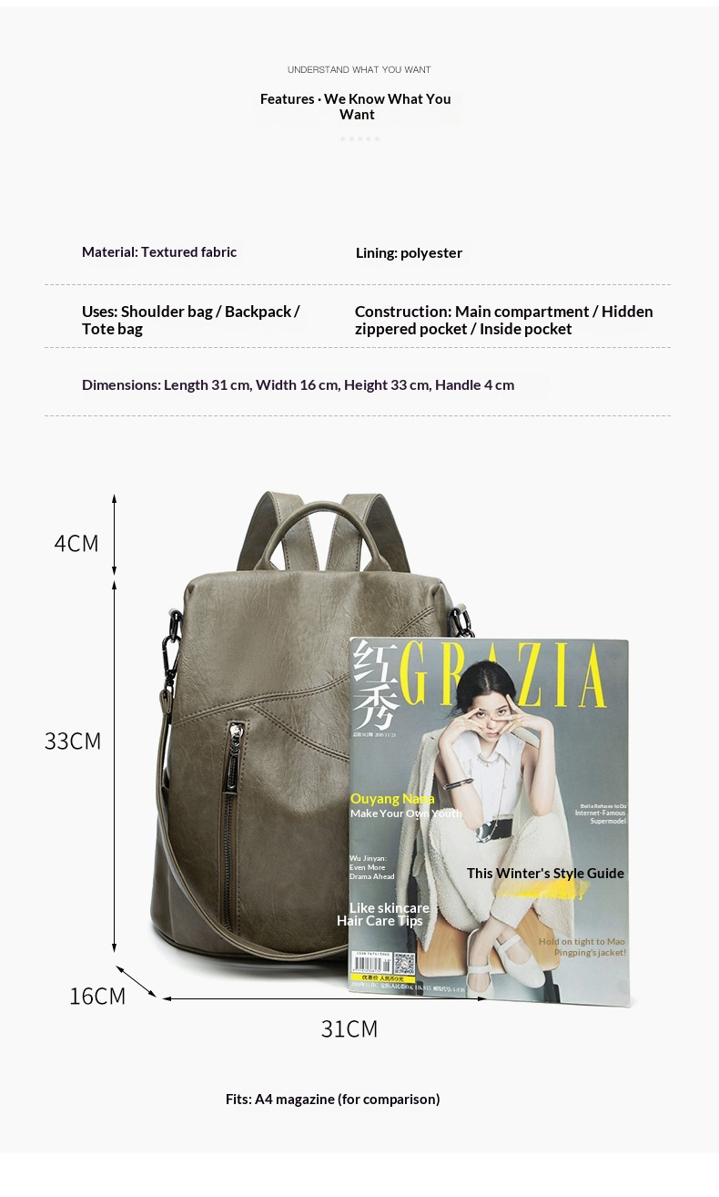 Large Capacity Convertible Travel Backpack Shoulder Bag