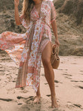 Bohemian Smocked Slit Maxi Dress