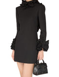 Flared Sleeve Dress with Waist Paneling