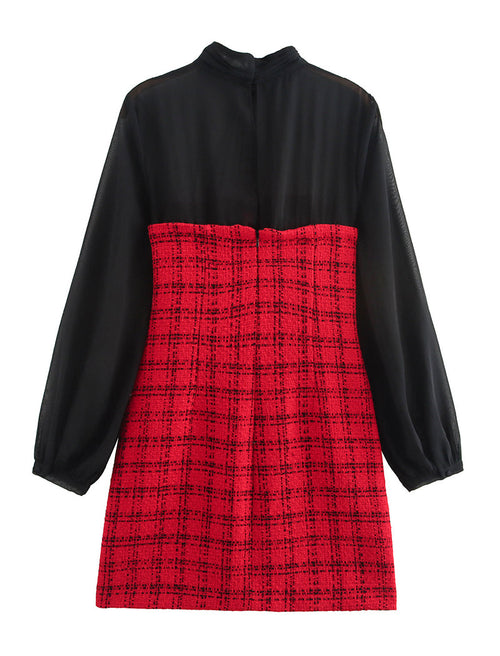 Color-Block Long Sleeve Mini Dress