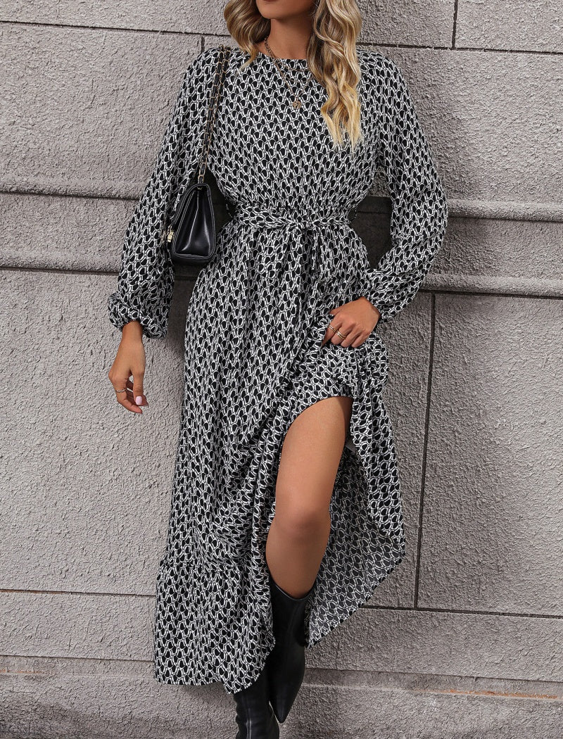Ruffle Collar Vintage Floral Dress