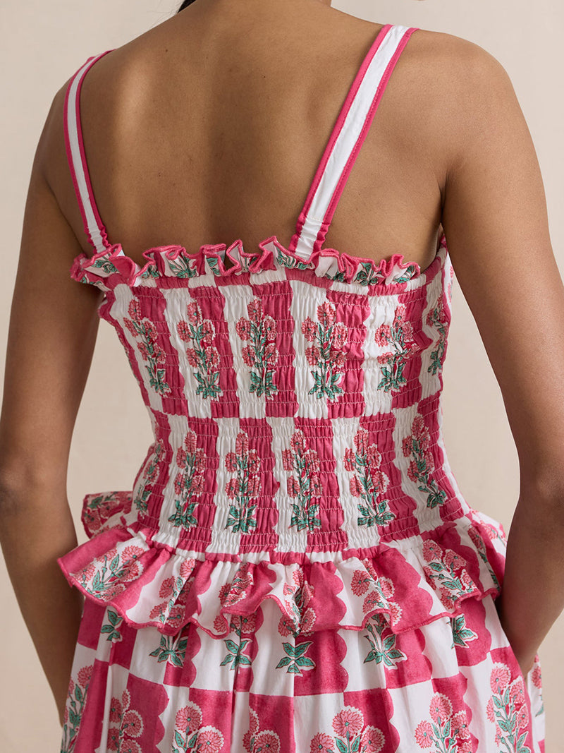 Floral Print Smocked Maxi Dress