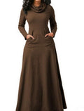 Solid Color Pocket Detail Long Dress