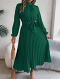 Pleated Dress with Tie Waist