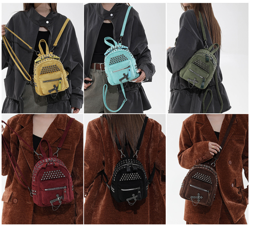 Vintage Studded Mini Suede Backpack