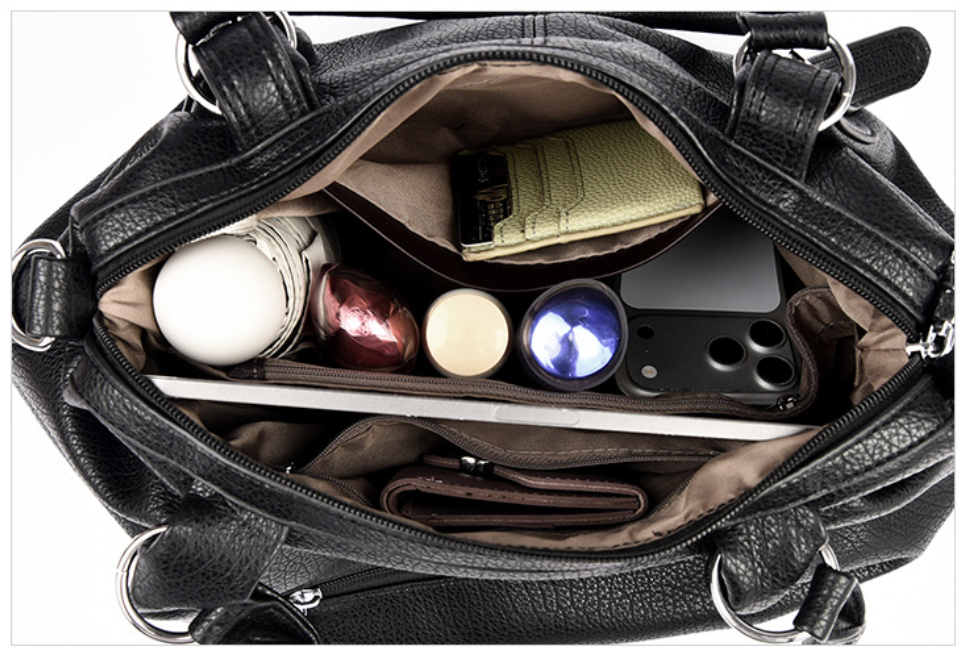 Premium Faux Leather Tote with Elegant Metal Detail