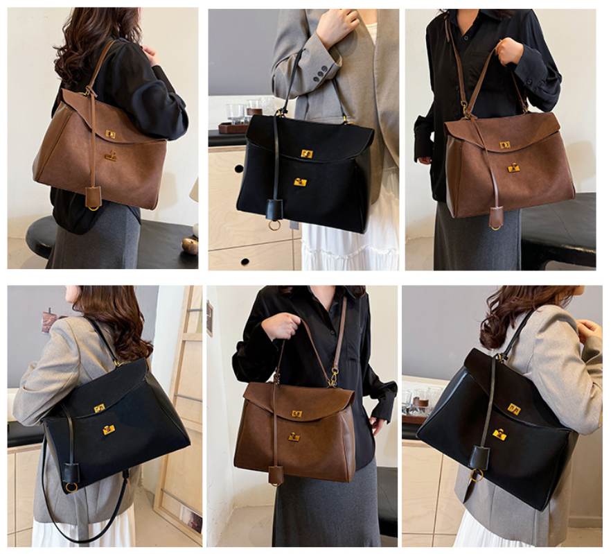 Retro Handbag with Gold Tone Hardware