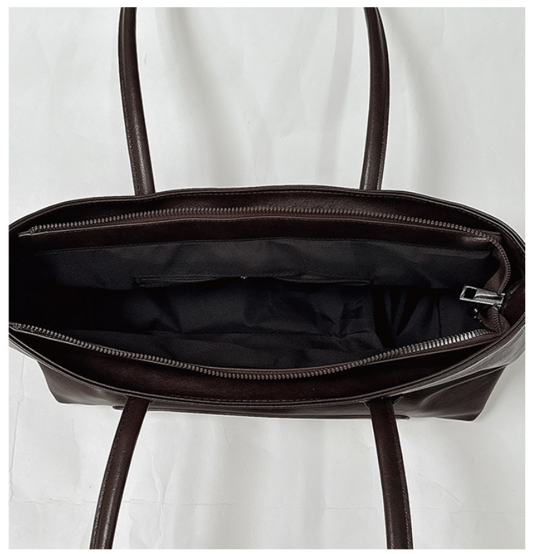 Minimalist Soft Touch Structured Tote with Long Shoulder Straps