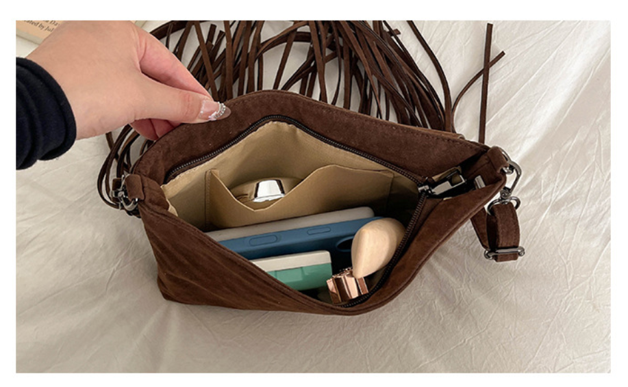 Western Fringe Crossbody Bag with Envelope Flap