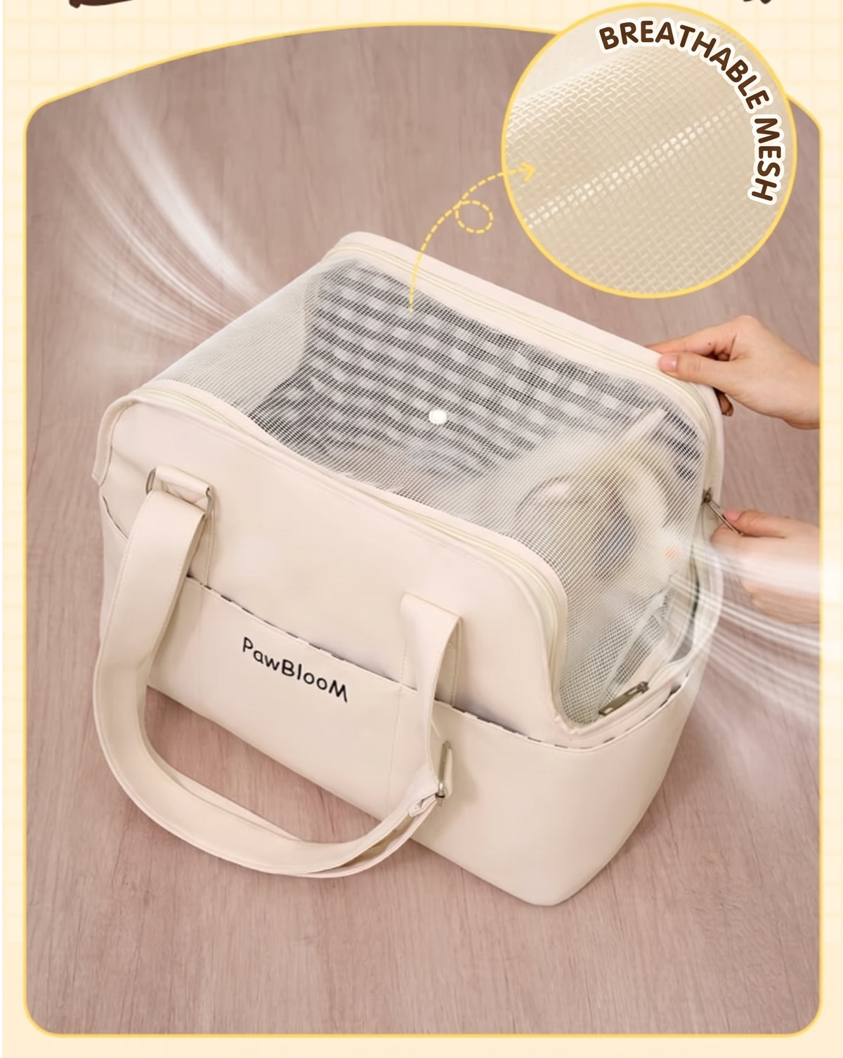 Breathable Pet Carrier Tote Bag with Removable Cushion
