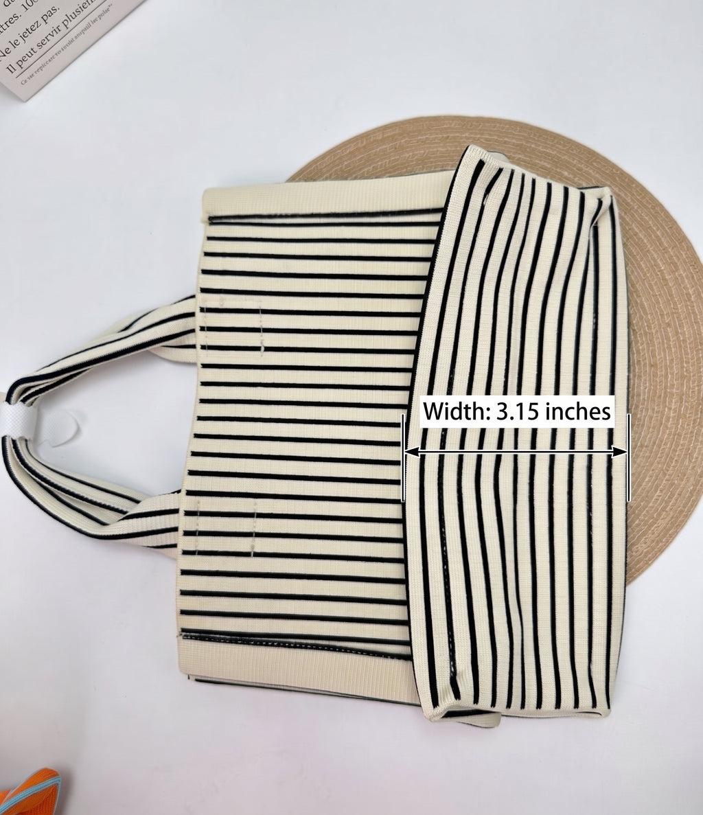 Textured Vertical Stripe Structured Tote