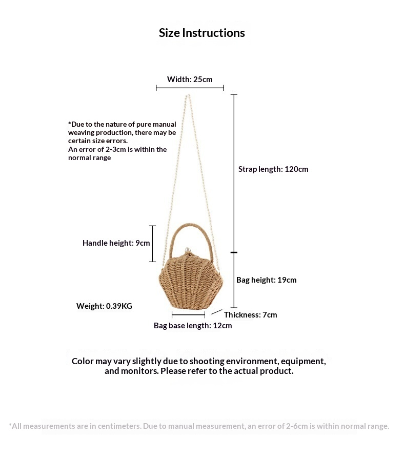 Woven Shell-Shaped Pearl Style Chain Crossbody Handbag