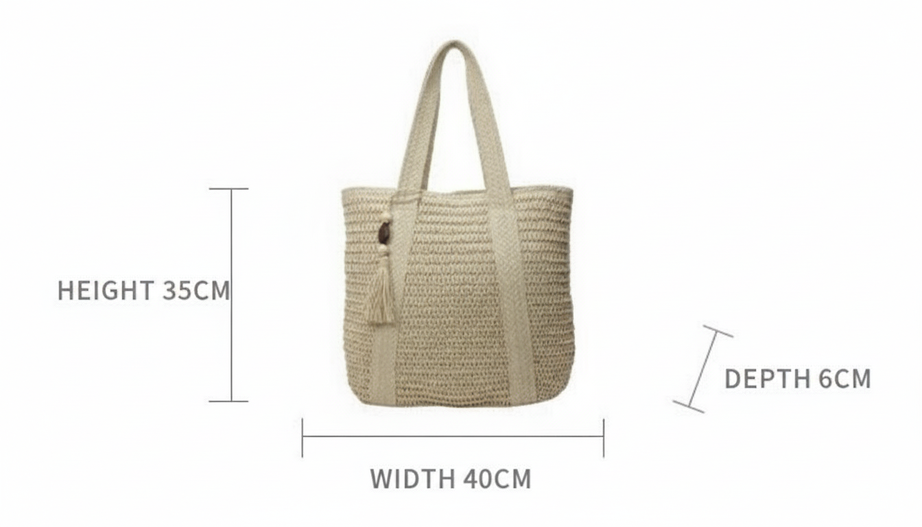 Solid Color Large-Capacity Braided Straw Beach Shoulder Bag