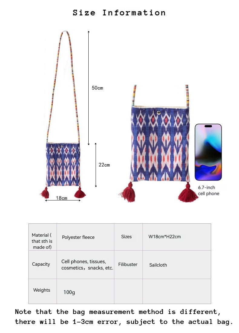 2026 Spring Summer New Ethnic Artistic Phone Crossbody Cloth Bag
