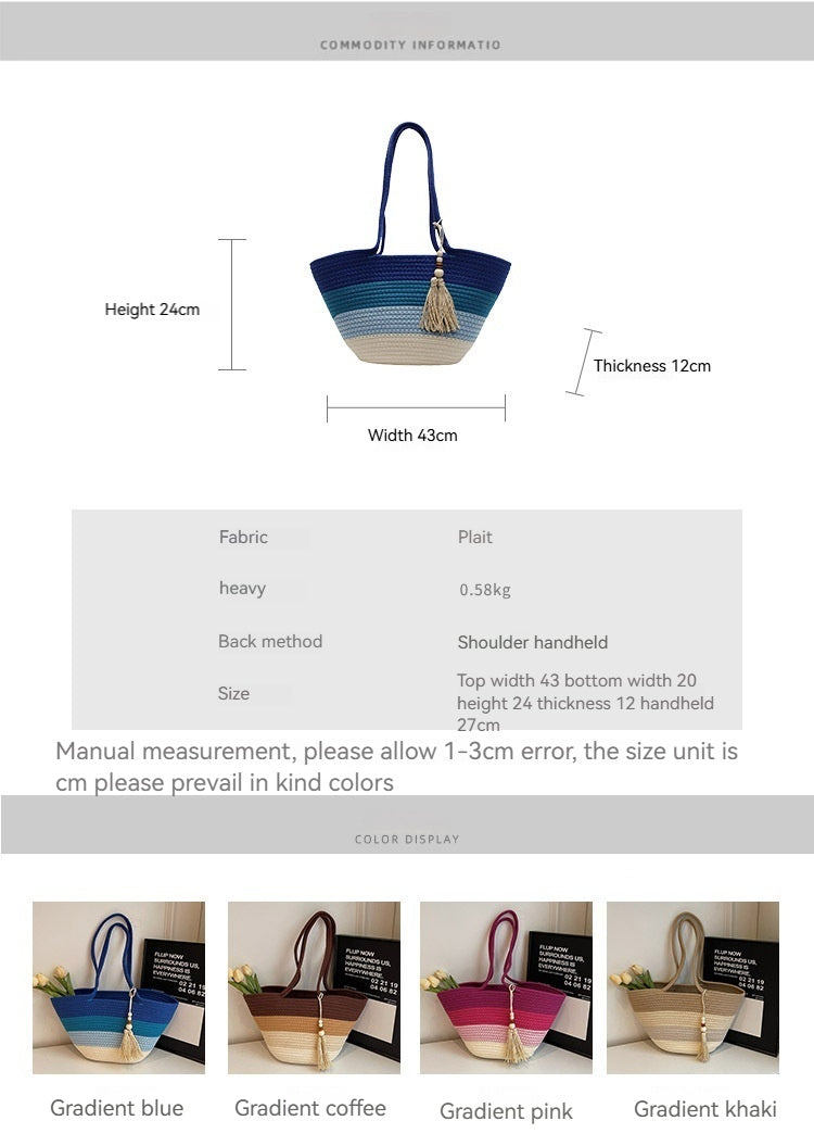 Women Woven Large Spring Summer Casual Shoulder Beach Bag