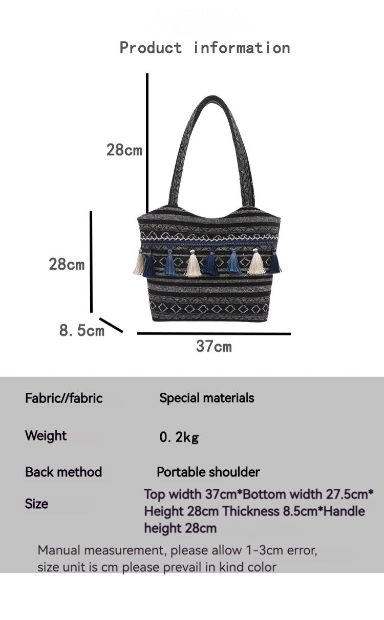 Women Ethnic Shoulder 2026 New Large Casual Tote Handbag
