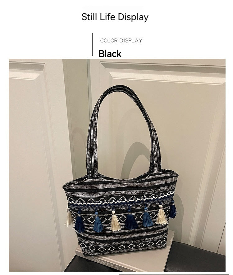 Women Ethnic Shoulder 2026 New Large Casual Tote Handbag