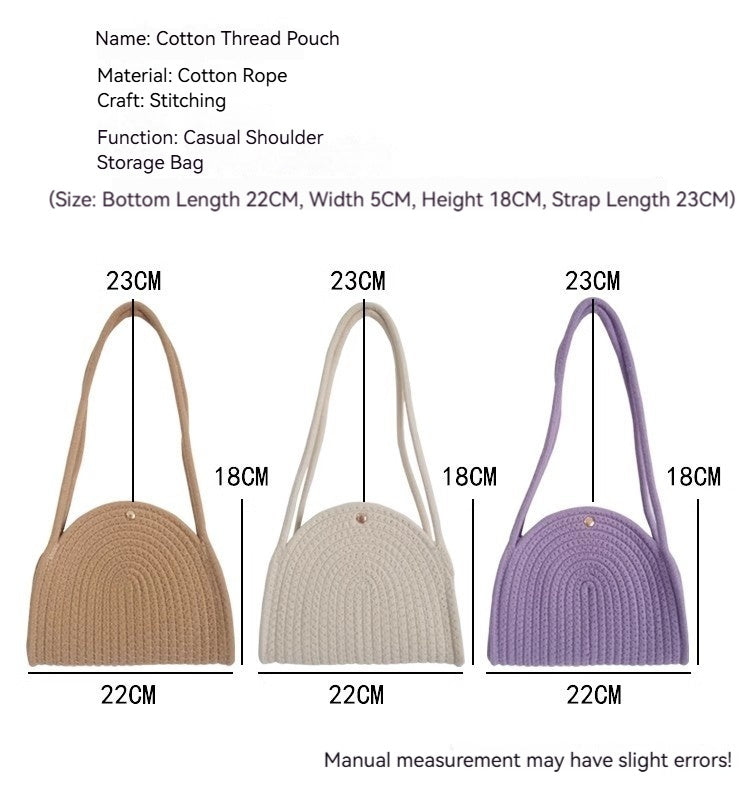 Women Straw 2026 New Cotton Woven Trendy Handheld Shoulder Bag