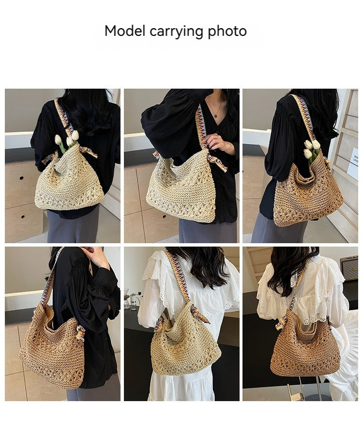 Women Lazy Straw 2026  New Versatile Shoulder Commute Beach Bag