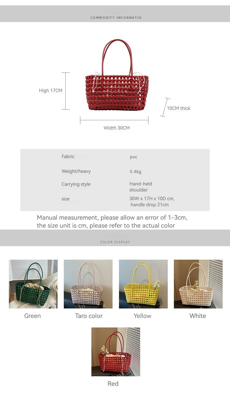 2026 Hollow Woven Summer Beach Shopping Shoulder Handheld Bag