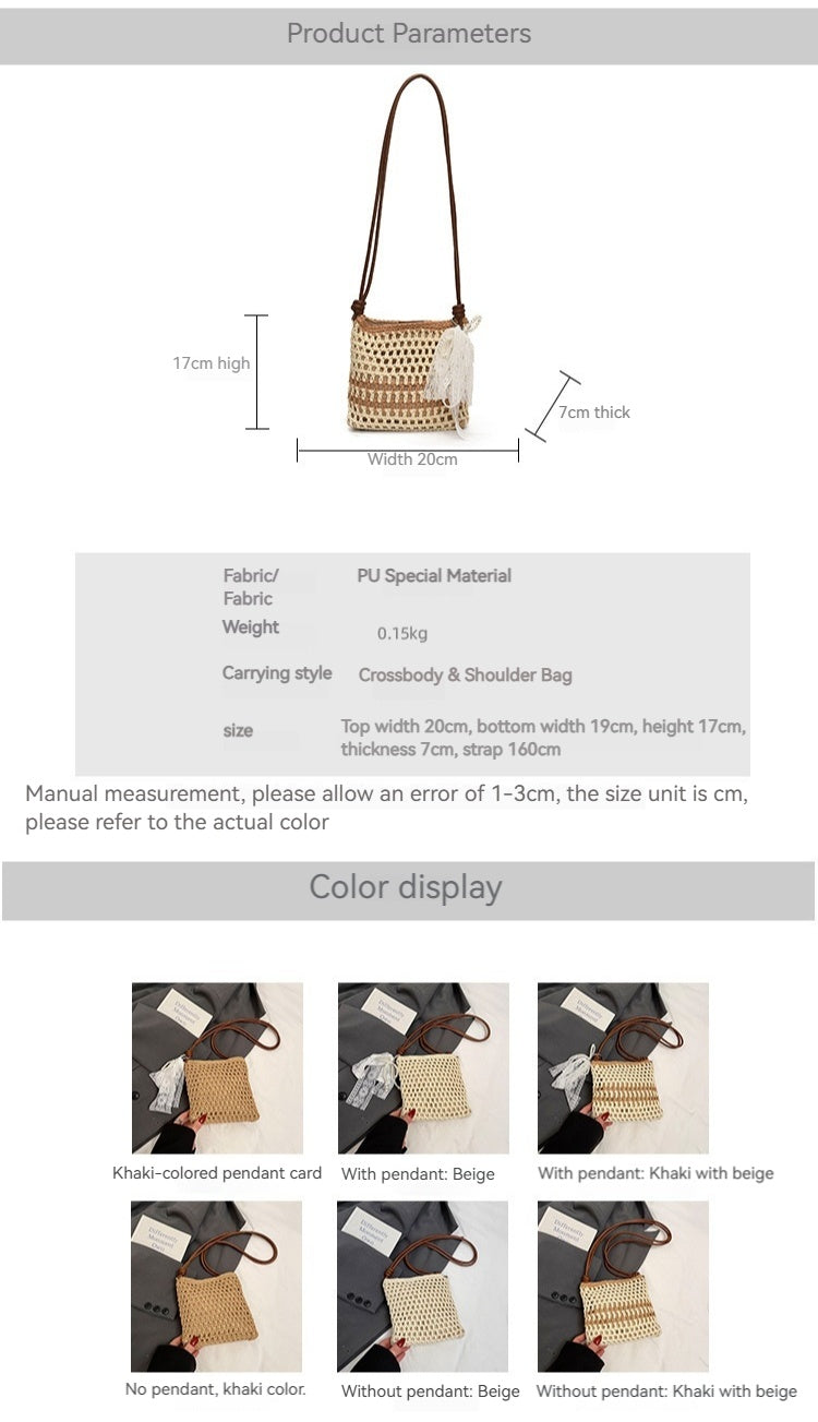 Fresh Sweet Bow Crossbody Phone 2026 New Cotton Woven Summer Beach Bag