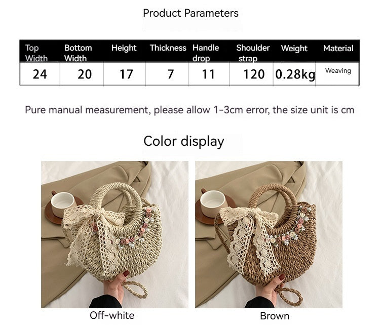 Fresh Floral Woven 2026 New Beach Shoulder Handheld Straw Bag