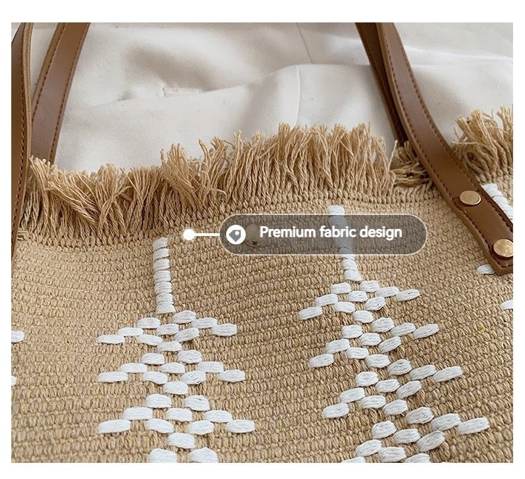 Women Large Canvas Tote 2026 New Tassel Cotton Linen Woven Minimalist Shoulder Bag
