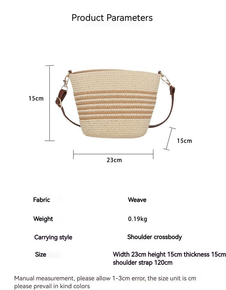 Women Summer Trend Straw Small 2026 New Beach Woven Crossbody Bucket Bag