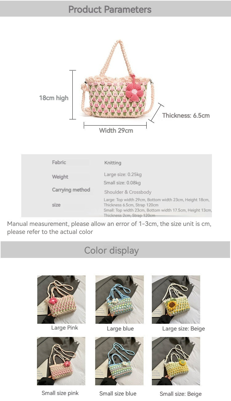 Fresh Tulip Phone 2026 New Yarn Crochet Soft Sunflower Crossbody Bag